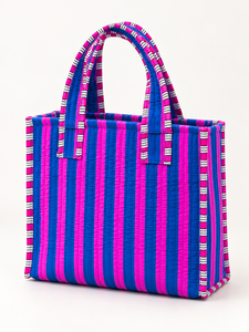 Bolso Tote de Algodón Acolchado Veer Handicrafts, Estampado Tropical Bohemio, Asas Verdes a Rayas, Cierre de Cremallera, para Viajes Diarios y Playa - Product Image 2