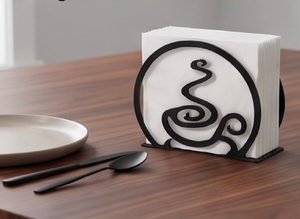 Stylish Metal <b>Napkin</b> <b>Holder</b> In Black With Sleek Finished Perfect For Modern Bathroom Use And Wedding Tissue Storage - Product Image 2