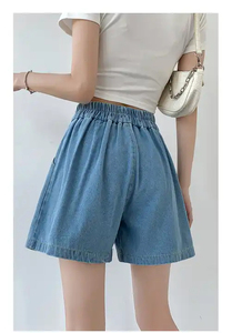 Shorts de Mezclilla de Algodón Transpirables Casuales de Cintura Alta para Mujer, de Alta Calidad Premium, Ajustados, con Estilo Personalizado, Lavados para Verano - Product Image 4