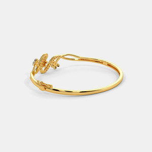 กำไลข้อมือทองคำประดับเพชรเพาะเลี้ยงรูปดอกไม้ที่งดงาม - Product Image 1