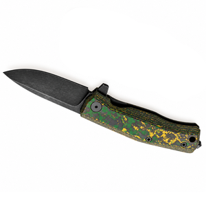 Navajas Plegables con Mango Estampado Verde, Amarillo y Negro, Hoja Oscura, Clip Metálico para Bolsillo, Agarre Texturizado y Abrazadera para Actividades al Aire Libre - Product Image 1