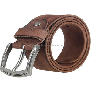 Cinturón informal de cuero genuino con textura marrón para hombres, cinturones y accesorios de moda para hombres de una sola capa pintados a mano al mejor precio - Product Image 2