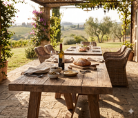 Mesa de Comedor Rústica de Madera de Teca para Exteriores, Estilo Rústico, Muebles de Jardín y Patio, Mesa Rectangular Larga de Madera Reciclada