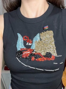 Proveedor Mayorista de Camisetas de Tirantes Blancas de Algodón Acordonado con Bordado de Cuentas y Lentejuelas de Estrella de Mar para Mujer, Ropa Casual de Verano - Product Image 5