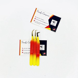 Pinzas Profesionales de Acero Inoxidable Antiestáticas de 10 mm con Puntas Doradas, Herramientas de Maquillaje para Volumen de Pestañas, Kit de Extensión de Pestañas - Product Image 1