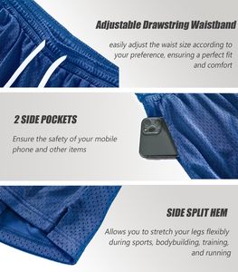 Pantalones Cortos Deportivos de Malla para Hombre, 6/9 Pulgadas de Entrepierna, Tejido Transpirable para Gimnasio y Entrenamientos - Product Image 3