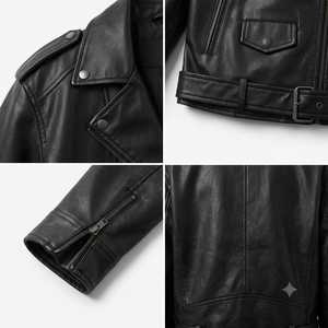 Wholesale Custom Logo <b>Women</b> Black Leather Jacket Streetwear Motorcycle Biker Outerwear OEM Y2K Moto <b>Coat</b> - Product Image 4