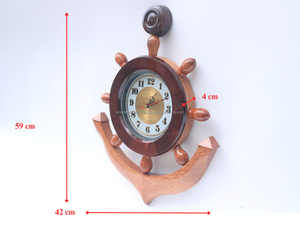 Horloge murale ancre maritime en bois peint/charme nautique intemporel pour la décoration de la maison et du bureau tenture murale - Product Image 2
