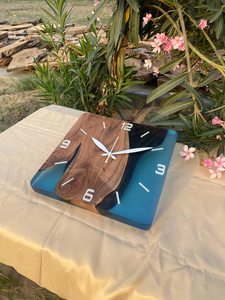 Minimalistic Epoxy Resin and Walnut Wood Wall Clock Handmade Wood Art Decor - Product Image 3