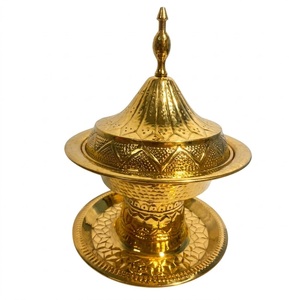 Arabic Style Stainless Steel Khajoor <b>Pot</b> <b>Lid</b> Stand Gold Finished Handmade Eco-Friendly Decorative Date Bowl Serving Bowl Ramadan - Product Image 1