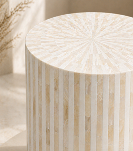Table basse ronde en os incrusté, table d'appoint en résine, taille personnalisée, mobilier de salon - Product Image 2