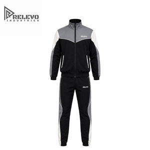 Conjunto Deportivo Personalizado con Logotipo OEM para Adultos, Unisex, Estilo Deportivo, Otoñal, de Dos Piezas, con Bloques de Color, Chaqueta con Cierre y Cuello Redondo, Pantalones Deportivos Ligeros - Product Image 1