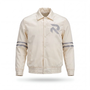 Veste de motard RYDOM pour homme, couleur crème, col rabattu, logo brodé, coupe classique, style décontracté d'automne, coupe-vent en polyester - Product Image 4