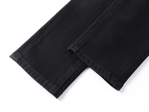 Custom Unisex Wide Leg Black Denim Pants Brush Stroke Paint Splatter Print Multi Pocket Mid Waist Loose Fit Streetwear <b>Hip</b> Hop - Product Image 5