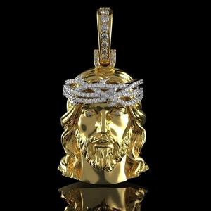 Colgante de Jesús con Moissanita de 1.50 CTW en Plata 925 con Baño de Oro de 14k, Fe que Brilla para Siempre, Estilo Hip Hop - Product Image 1
