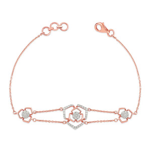 Bracelet chaîne multi-grosses mailles à motif floral et diamants - Product Image 2