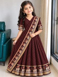 Magnifique Lehenga Choli en coton traditionnel pour demoiselles d'honneur, imprimé numérique, broderie, pour mariages et fêtes, robe de soirée - Product Image 5