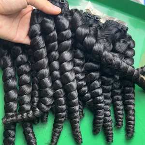 Cloudyhair High Quality 30-Inch Double Drawn Virgin Hair Weft Black Bouncy <b>Curly</b> Vietnamese Silk Human Hair <b>Bundle</b> Stretched - Product Image 5