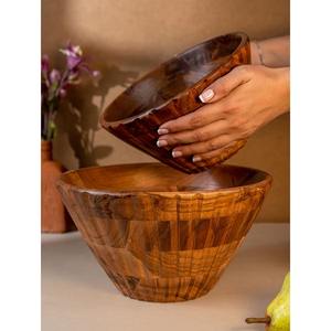 Bol à salade en métal côtelé artisanal et écologique, centre de table rustique, bol à fruits cannelé pour la cuisine - Product Image 6