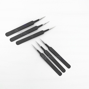 แหนบต่อขนตาปลายแหลมสแตนเลสคุณภาพสูงเคลือบผงสีดำขายดีจาก RMI - Product Image 5