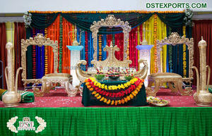 Escenario de boda con temática rústica y elegante, decoración de escenario India para recepción de bodas - Product Image 6