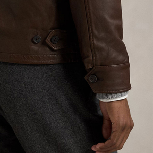Vestes en cuir de qualité supérieure pour hommes, style élégant, style Old Money, col rabattu, cuir de vachette premium. - Product Image 5