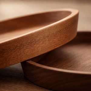 Bandeja de madera redonda hecha a mano y personalizada para servir frutas, aperitivos, café, nueces y alimentos, de UO INDIA - Product Image 2