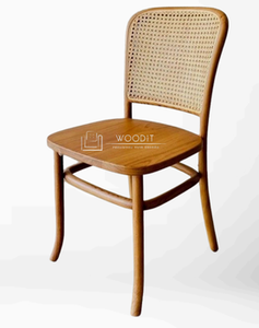 Nouvelle conception 2026 : Chaise de salle à manger moderne en bois massif 100 % naturel avec dossier en rotin tressé pour la maison - Product Image 2