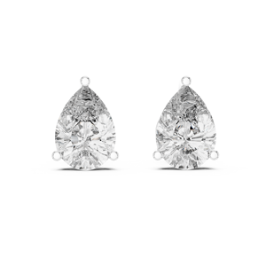 <b>Fine</b> Quality Three Prong Set Pear Shaped Diamond <b>Stud</b> <b>Earrings</b> High Quality Lab Grown Diamond Girls Jewelry In 14k White Gold - Product Image 1