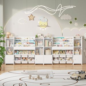 Multifunctional Wooden Kids School Storage Cabinet Bookshelf Toy Organizer Kids Bookshelf Cabinet With 6 <strong>Cubbies</strong> - Product Image 1