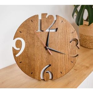 Wooden Wall Mounted <b>Clock</b> Handmade Rustic Timepiece Natural Wood Home Decoration Living Room Bedroom Office Accent - Product Image 2
