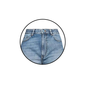 กางเกงยีนส์ขาสั้นทรงบีร์มิวด้าเอวสูงสำหรับผู้หญิง ความยาวระดับเข่า ทรงหลวม ใส่สบาย มีกระเป๋าห้าช่อง ผ้าฝ้ายผสมเนื้อนุ่ม สีน้ำเงิน เหมาะสำหรับฤดูร้อน - Product Image 3