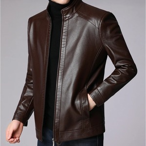 Free Shipping 2026 New Vintage Style <b>Mens</b> Genuine <b>Leather</b> Varsity <b>Jacket</b> Stand Collar Front Logo Hooded Brown - Product Image 5