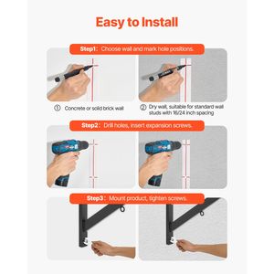 Barra Orizzontale Multifunzione a Muro per Trazioni, Larghezza 50 cm, in Acciaio Resistente, per Allenamento Superiore del Corpo e Chin-Up - Product Image 4