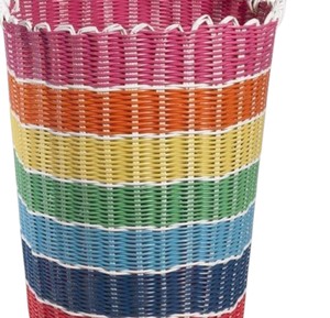 Cesta de Ratán Colorida y Encantadora con Rayas de Arcoíris, Cesta de Almacenamiento Tejida a Mano, Pieza Decorativa Elegante para el Hogar - Product Image 3