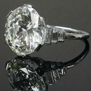 Vintage Moissanite <b>Solitaire</b> Engagement <b>Ring</b> 925 Sterling <b>Silver</b> White Gold Plated Prong Setting D Color VVS1 3 Carat Cut <b>Ring</b> - Product Image 5