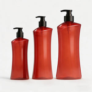 <b>Red</b> PET Plastic Pump Customized 280ml 500ml 740ml Transparent Sprayer Bottle for Lotion <b>Shampoo</b> Conditioner Packaging Wholesale - Product Image 2