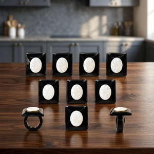Anillos de cuerno de calidad premium, diseño de lujo, anillos de cuerno negro y MOP blanco para chicas y mujeres modernas de Falak World Export. - Product Image 6