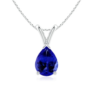 2026 New Arrival Top Selling 14K 18K <b>Gold</b> V-Bale Pear-Shaped Tanzanite Gemstone Solitaire <b>Pendant</b> Fine Chain Necklace For Woman - Product Image 1