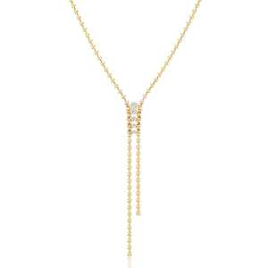 Collar Bolo de Oro Real de 14k y 18k al por Mayor, con Diamantes Cultivados en Laboratorio, Cadena de Bolas, Lariat Flotante, Gargantilla con Cuentas y Púas, Fabricante - Product Image 5
