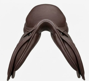Selle d'obstacle en cuir véritable marron avec arceau en bois, taille complète, équipement d'équitation avec quincaillerie en laiton - Product Image 2