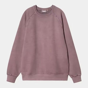 Sudadera de cuello redondo para hombre, color rosa empolvado, corte holgado, manga raglán, color liso, de algodón tejido, lavado vintage, estilo casual - Product Image 4