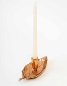 Copper Leaf Candle Stick Holder for Home Decoration Durable Metal Design - Product Image 2