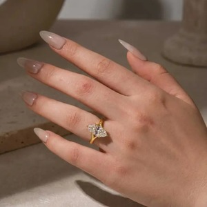 925 Moissanite Diamond Marquise Cut <b>Solitaire</b> Engagement <b>Ring</b> Travel <b>Ring</b> In Sterling <b>Silver</b> with D Color&VVS Clarity for Women. - Product Image 2