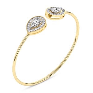 Brazalete de oro rosa de 14 quilates Thea Halo Flexi con diamantes de laboratorio (1 quilate) Tw. Joyería nupcial de lujo certificada por IGI para mujer, estilo minimalista - Product Image 5