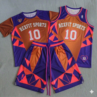 Conjunto Completo de Uniforme de Baloncesto Unisex con Camiseta y Pantalones Cortos, Transpirable, Verano, 100% Poliéster
