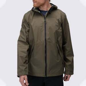 Veste imperméable à capuche pour homme, vêtements décontractés pour l'extérieur, coque en polyester, fermeture éclair, style automne, vert - Product Image 1