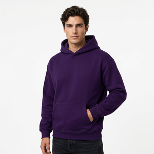 Sudadera con Capucha de Forro Polar Morado para Hombre, Corte Regular, Color Sólido, con Bolsillos, para Otoño, Fabricantes de Sudaderas en Bangladesh - Product Image 6