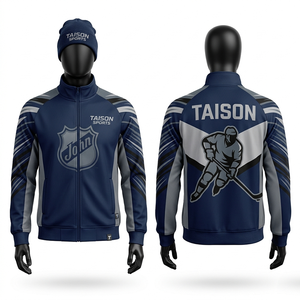 Chaqueta de Entrenamiento de Hockey sobre Hielo para Hombre, 260 GSM, Poliéster Premium, Diseño de Paneles en Verde Azulado y Negro, Sublimación, Bordado, Logotipo Personalizado - Product Image 5