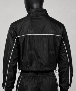 Conjunto Deportivo Ecológico Negro de Verano, Chaqueta y Pantalones con Cordón Ajustable y Rayas en Contraste, Ropa Deportiva para Adultos 2 en 1 - Product Image 6